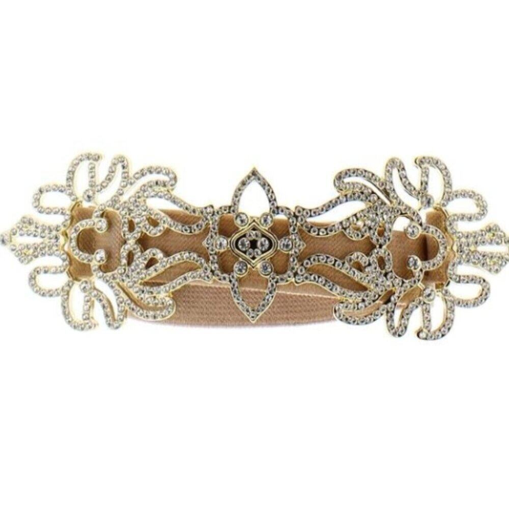 BCBGMAXAZRIA Medina Pull On Embellished Fabric Belt Pink XS/S